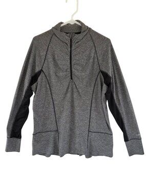 CHAMPION Jogging Track Jacket Women's XXL Charcoal 1/4 Zip Pullover Knit Stretch